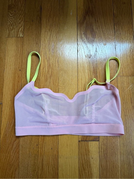 EBY Other - Sheer Scallop Bralette with Neon Yellow Straps - Pink